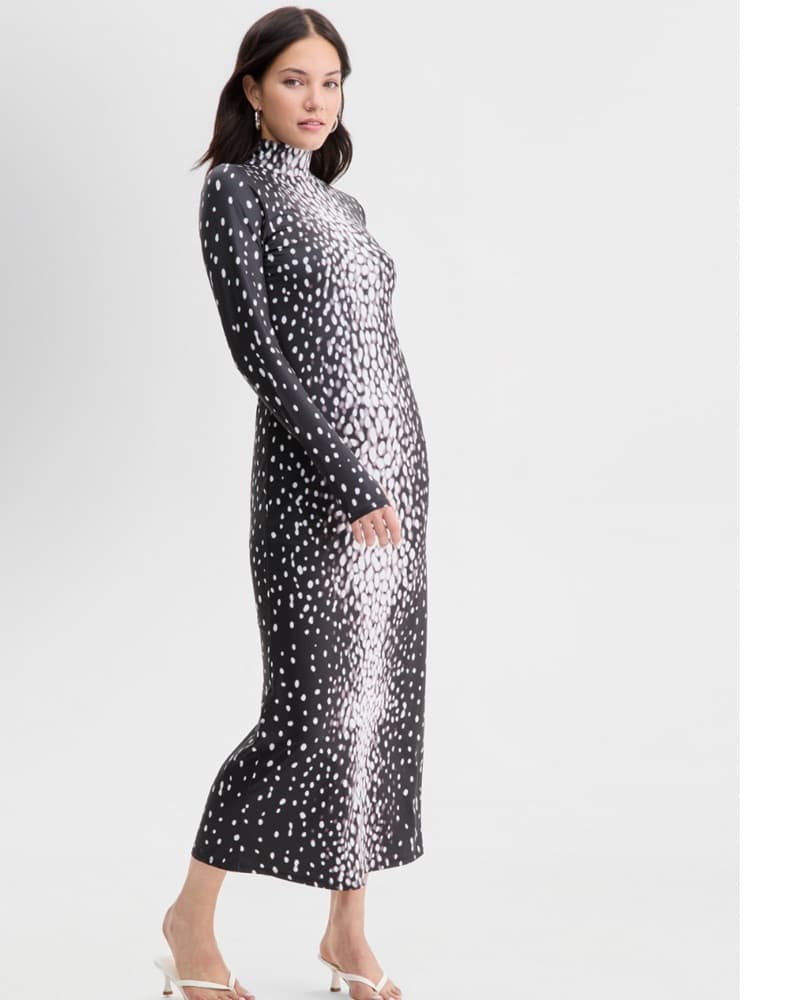 Deer Print Mock Neck Maxi Dress - Image 5