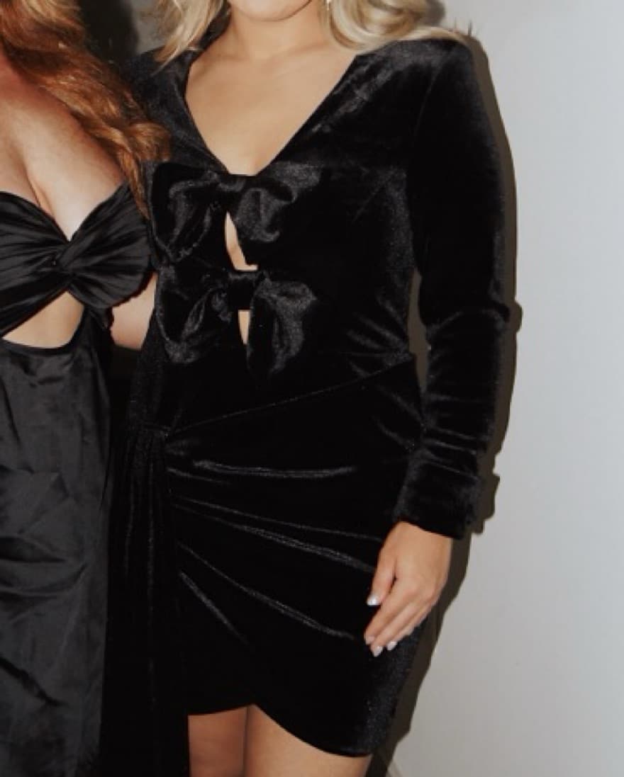 ASOS Black Velvet Bow Cocktail Dress - Image 2