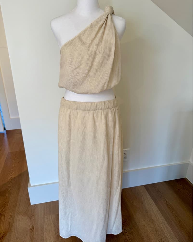 One-Shoulder Grecian Two Piece Dress - Image 3