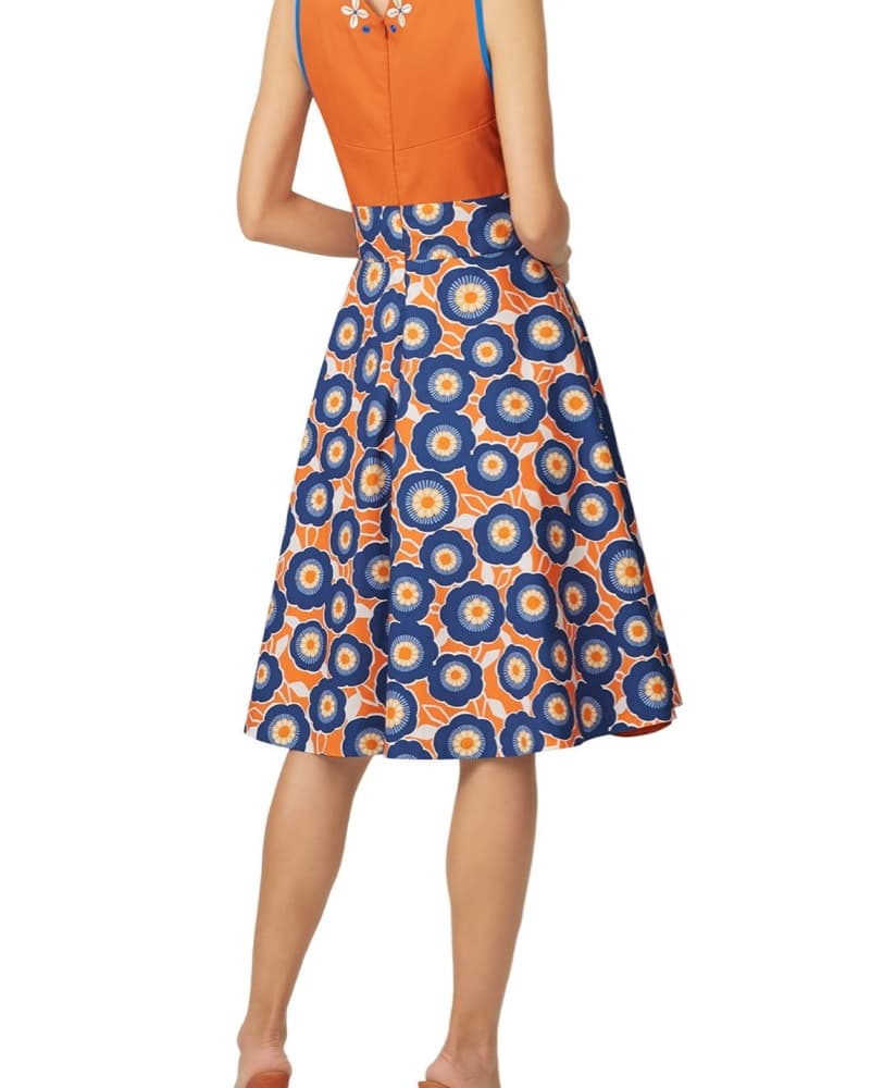 Autumn Adeigbo Blue Orange Floral Dress - Image 2