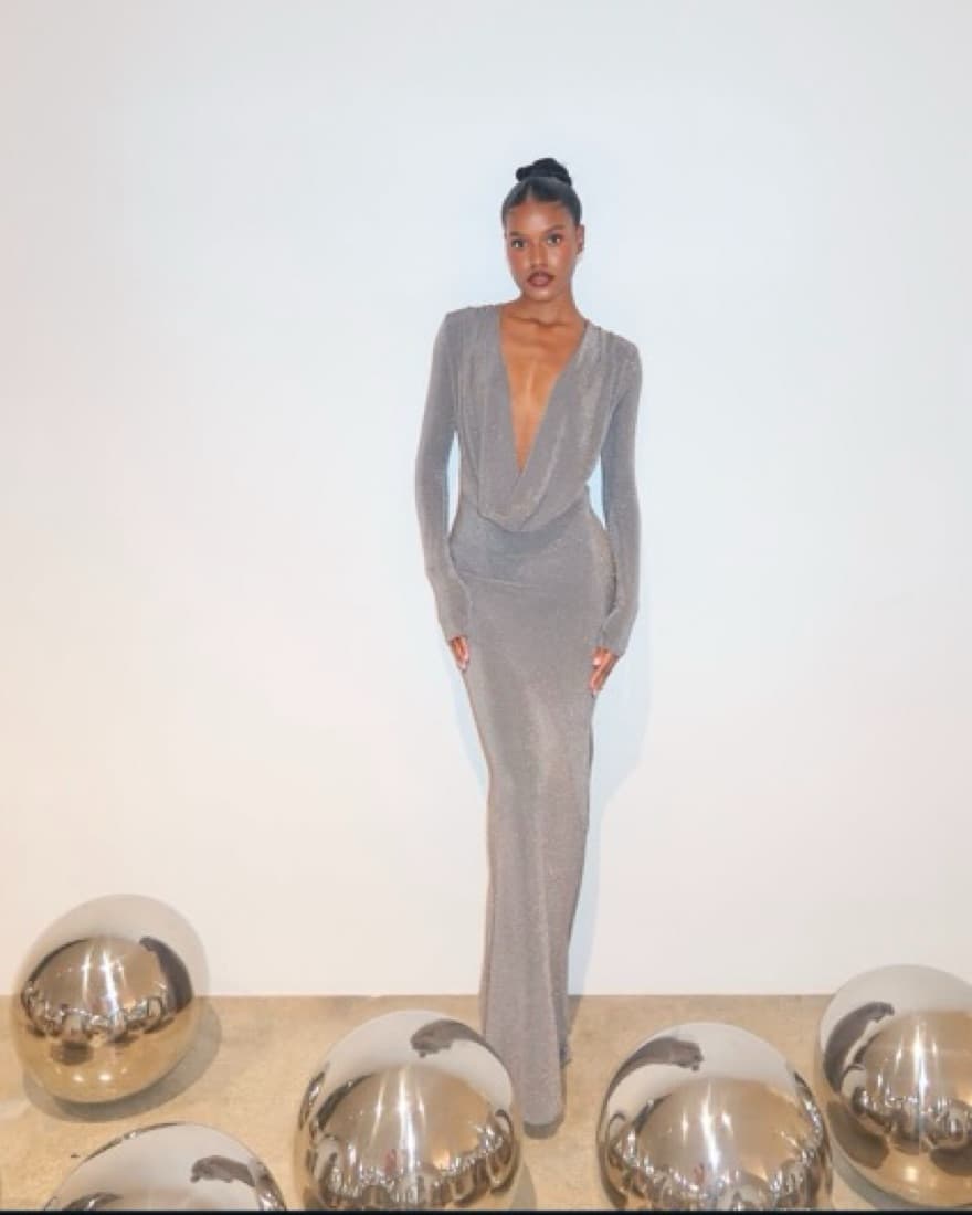 ARCINA ORI JEN DRESS - METALLIC GREY - Image 2
