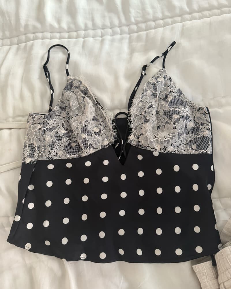 Abercrombie Polka Dot Lace Trim Cami Top - Image 1