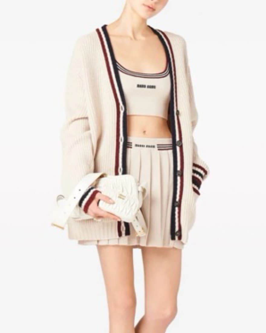 Miu Miu stripe-trim cashmere cropped top - Image 2