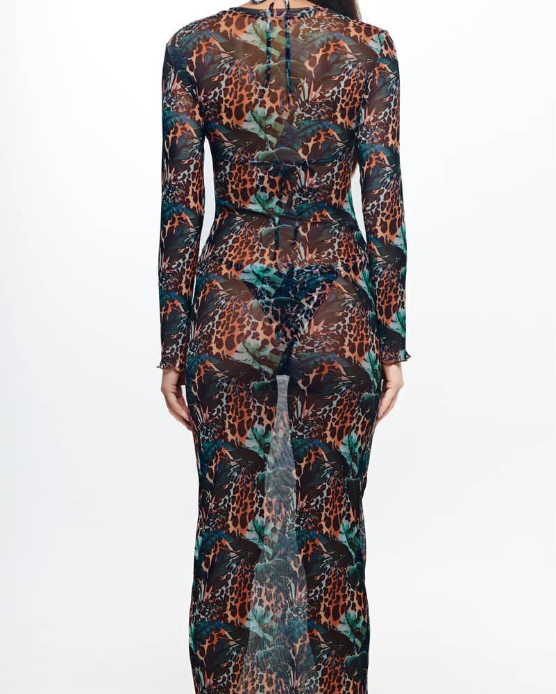 Vibrant Leopard Print Midi Dress - Image 2
