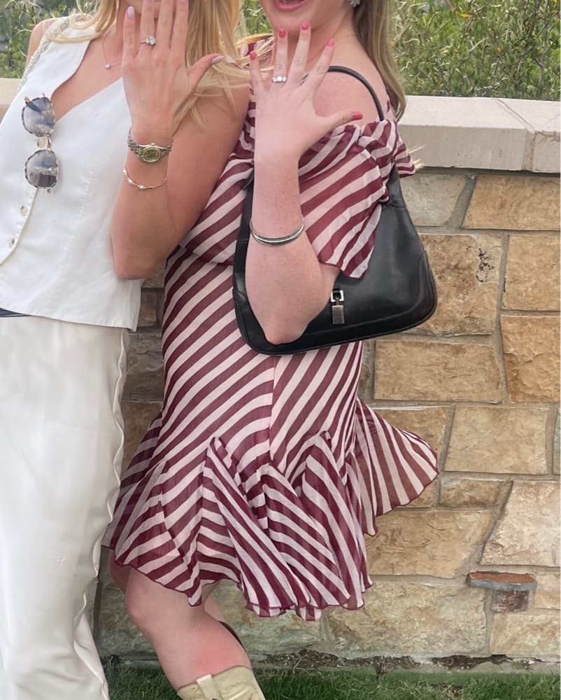 Cowl Kneck Striped Ruffle Dress - Image 6