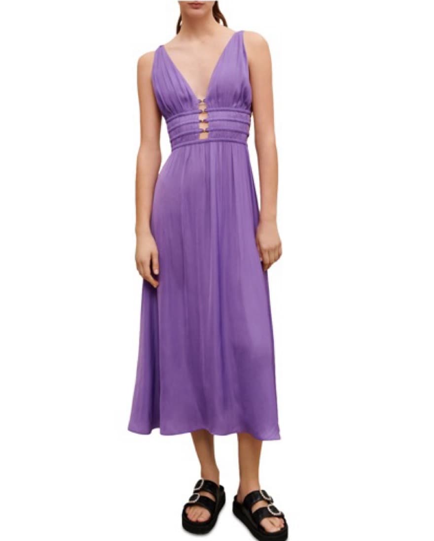 Maje V-neck Purple Midi Dress - Image 1