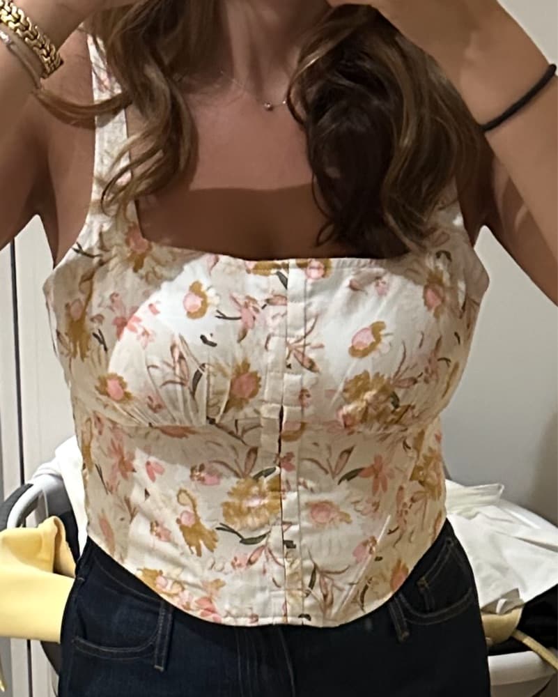 Floral Cropped Corset Top - Image 1