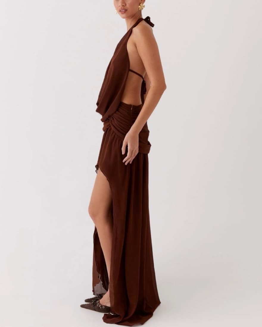Cowneck/Ruched Maxi Dress - Image 3