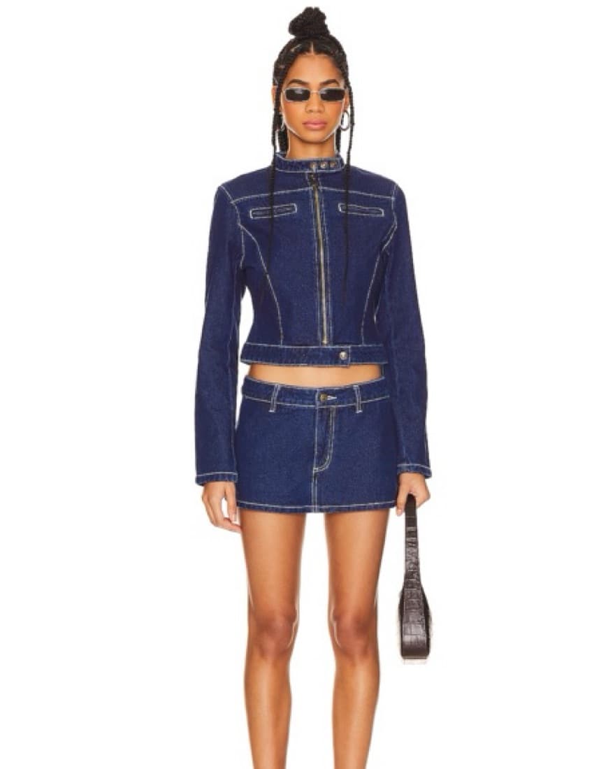 Lioness Denim Jacket and Mini Skirt Set - Image 1