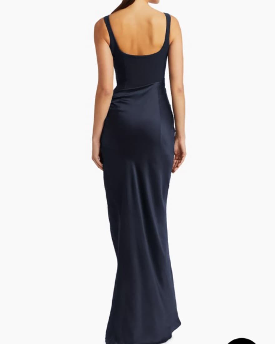 Cinq à Sept Marian Draped Navy Gowna - Image 5