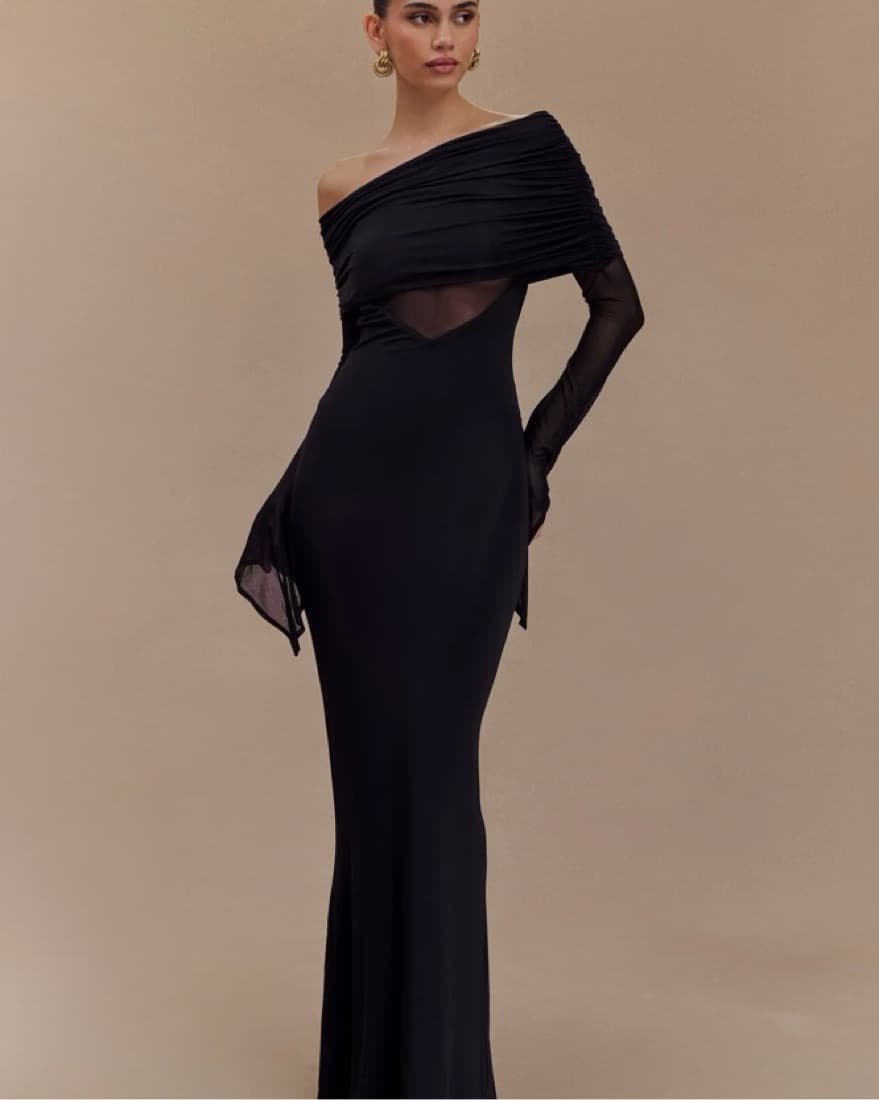 KAITLIN Meshki Long Sleeve Black Dress - Image 1