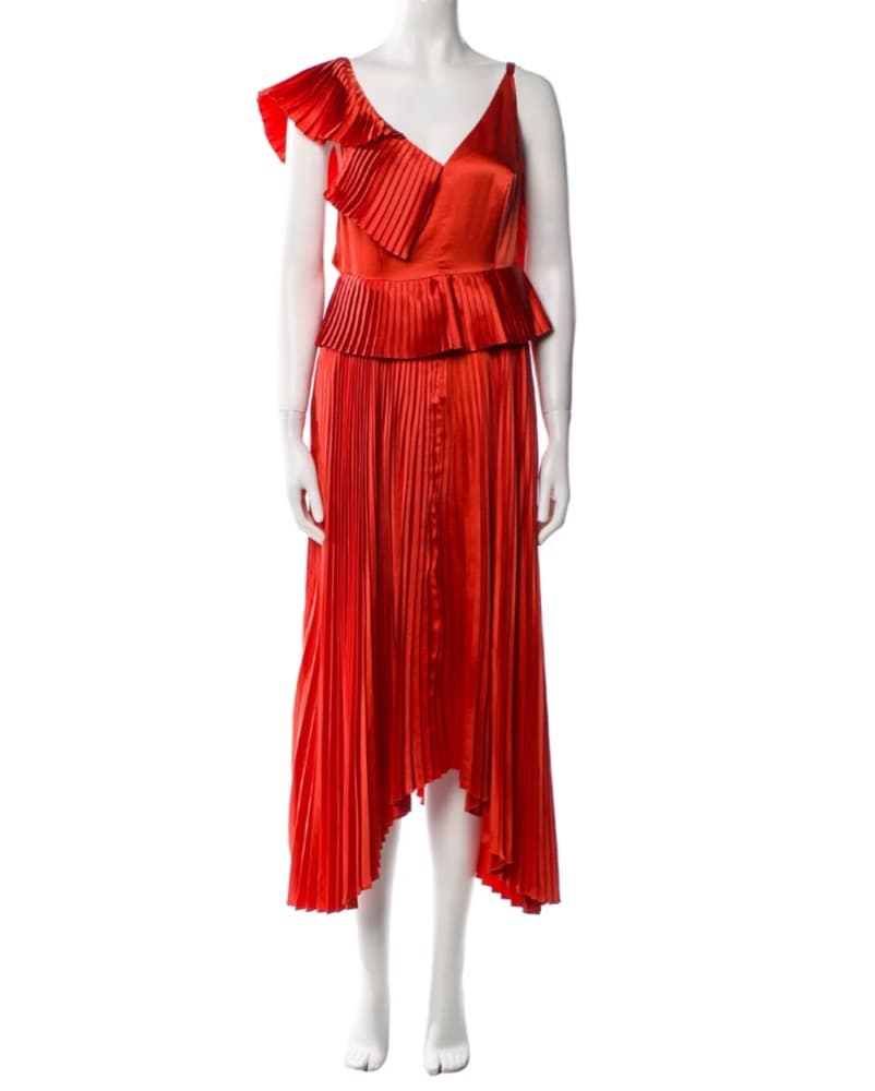 Red Amur Pleated Gown - Image 2