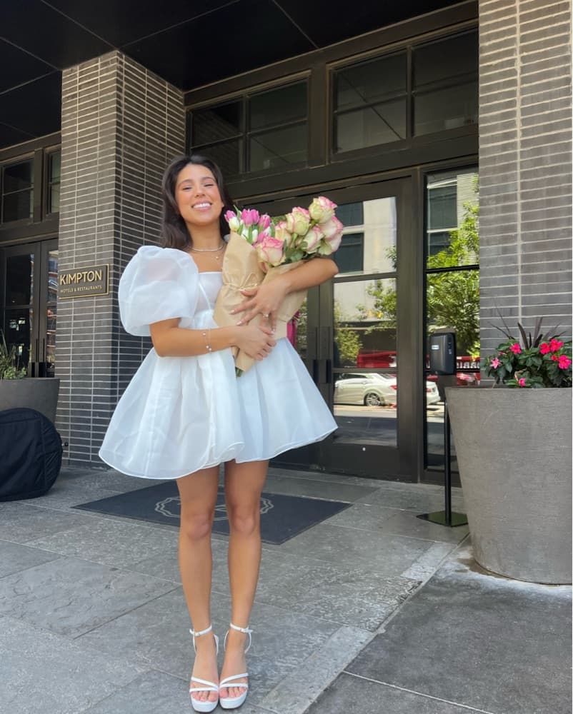 Selkie Puff Dress In White - Image 5
