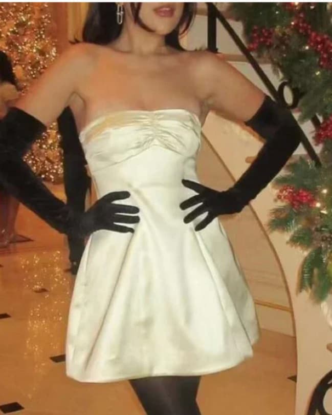Helsa Satin Strapless Mini Dress Cream  - Image 3