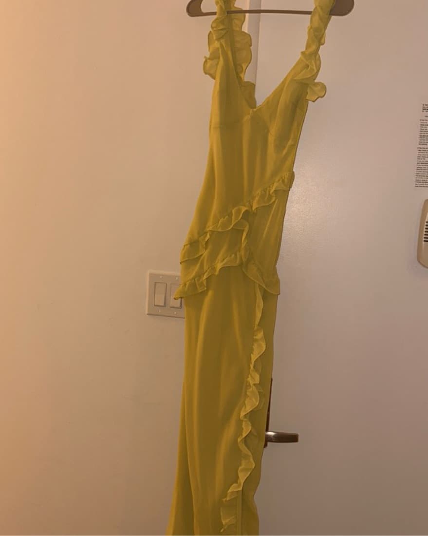house of cb pixie lime ruffle maxi dress - Image 3