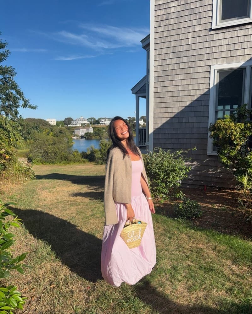 A&F Mixed Fabric Bubble Hem Midi Dress - Image 3