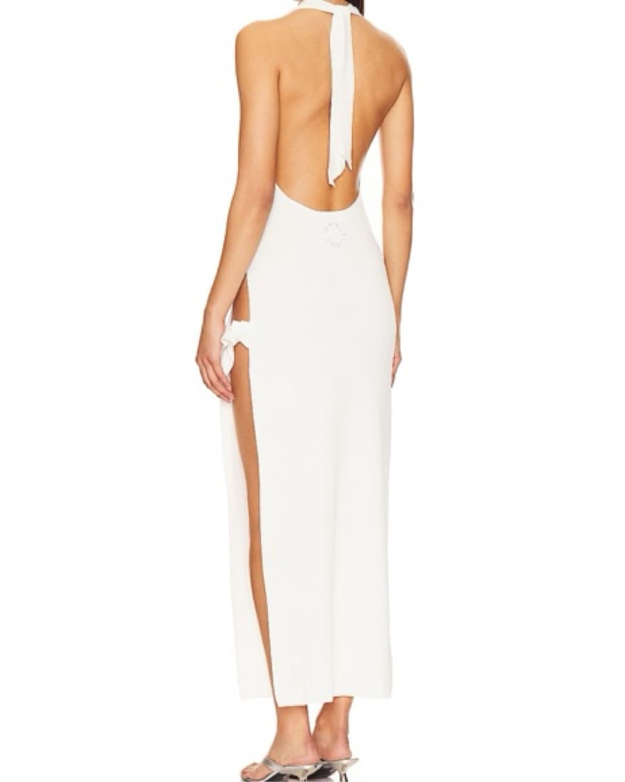 Simon Miller White  Knit Maxi Dress | white dress, party dress, vacation dress, slit dress - Image 3