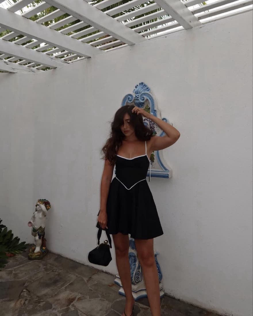 Helsa Cotton Sateen Mini Dress In Black - Image 3