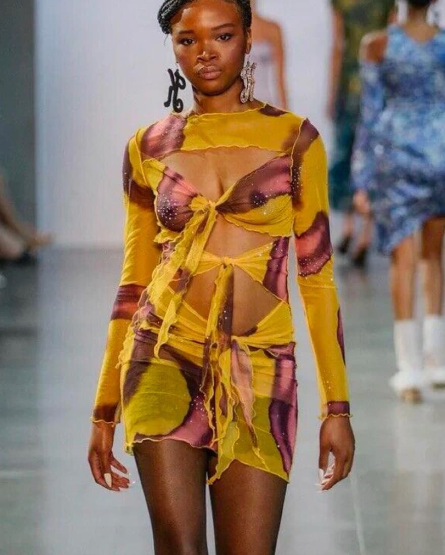 Kim shui Swirl Print Mesh Tie - Image 1
