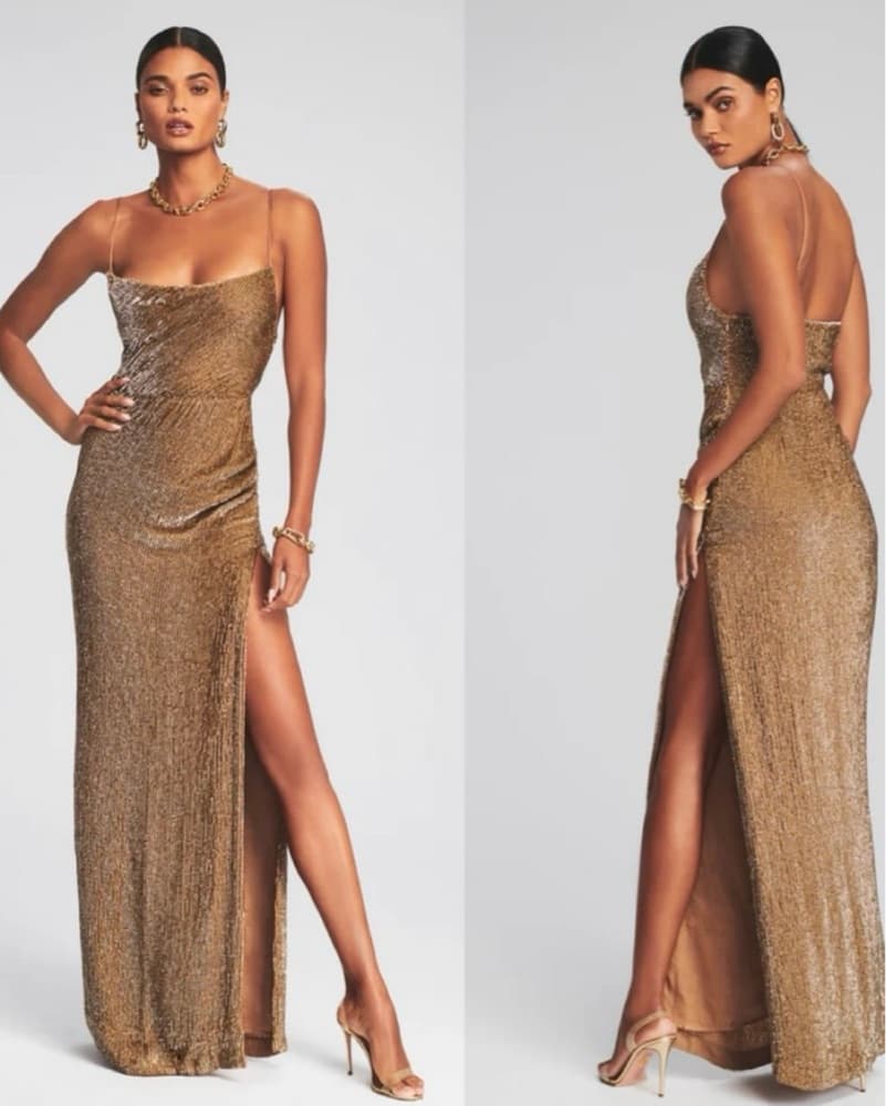 $795 Retrofete Katya Sequin Gown Maxi - Image 1