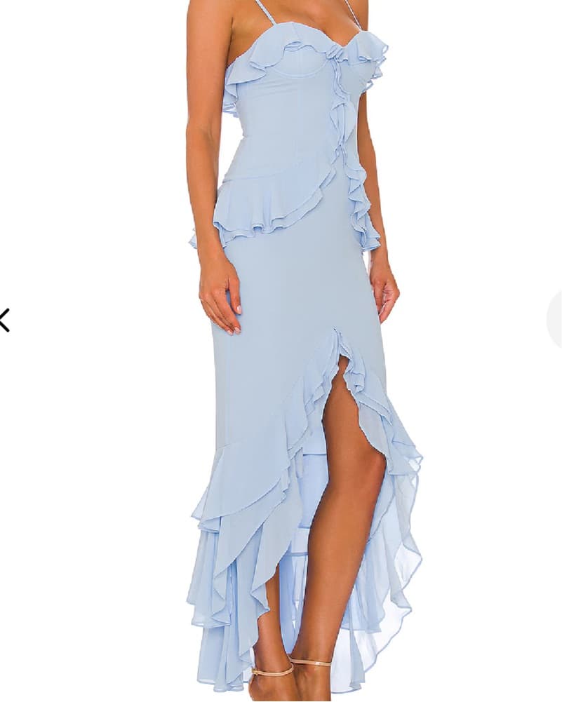 Ruffled Chiffon Blue Dress - Image 2