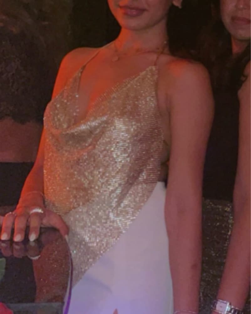 Shimmering Gold Halter Backless Top - Image 3