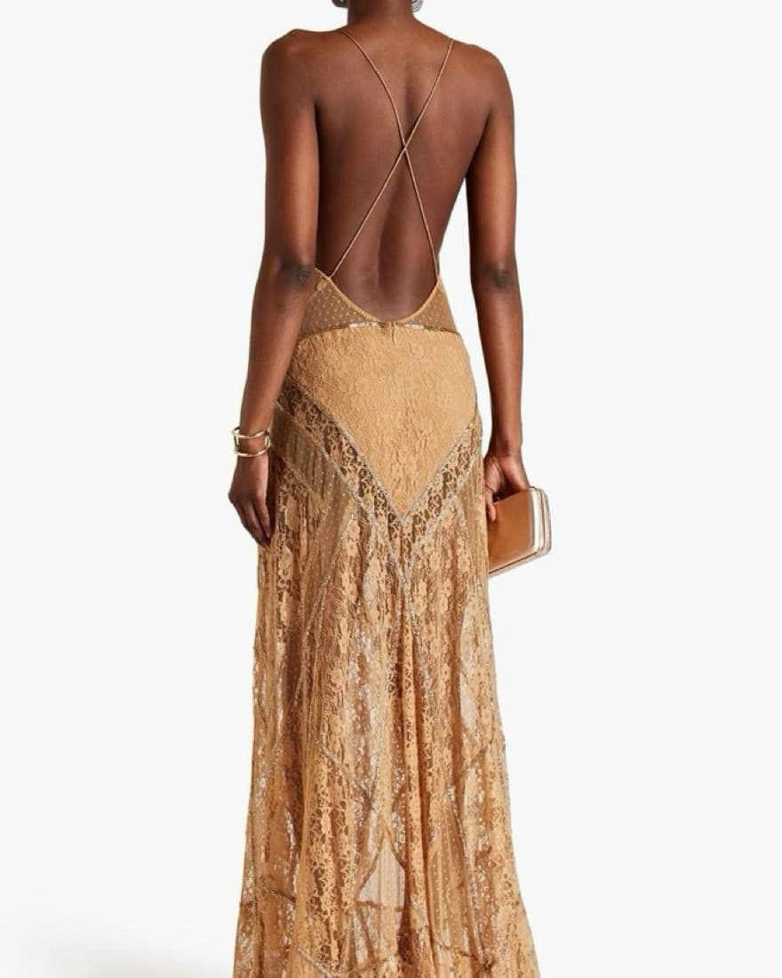 retrofete long lace paneled dress - Image 2