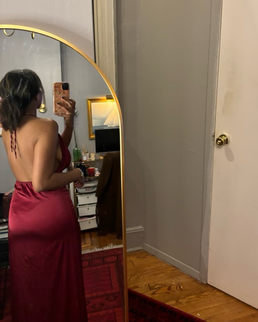 Sultry Satin Halter Dress Maxi - Image 3