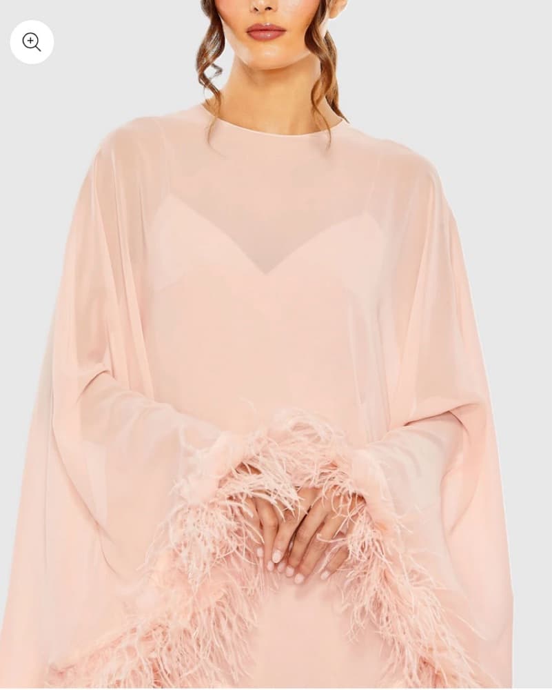Mac Duggal Pink Trapese Feather Trim  - Image 2