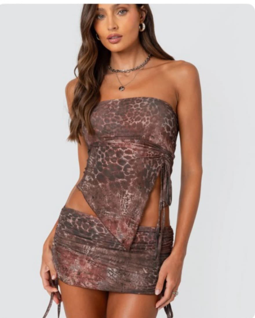 leopard printed asymmetric tubetop set - Image 1
