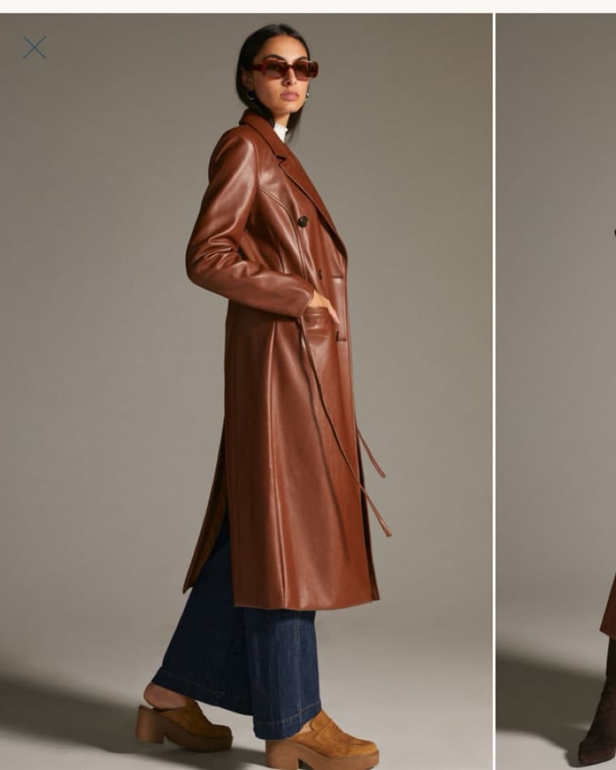Reese Vegan Leather Brown Trenchcoat - Image 2