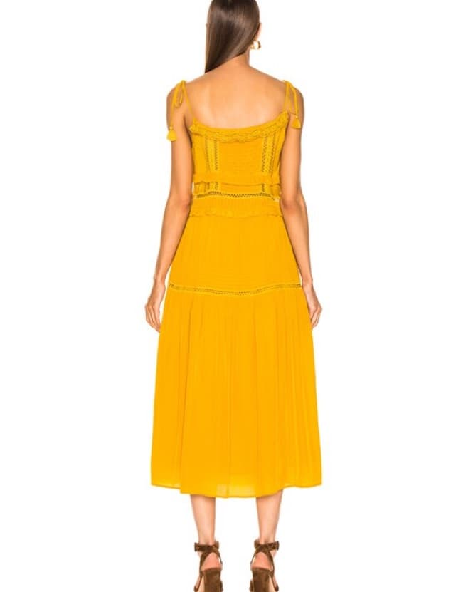 Sea NY Poppy Pintuck Mustard Midi Dress - Image 2