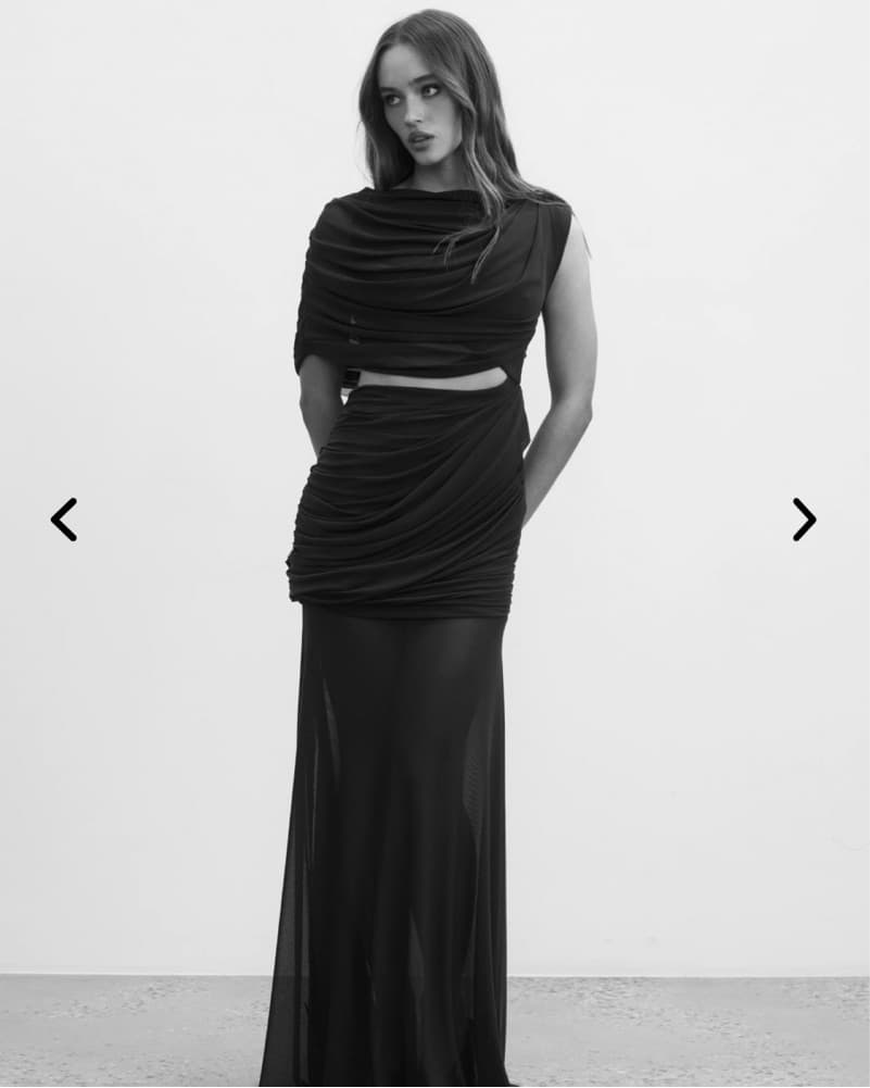 Elegant Black Draped Gown - Image 1