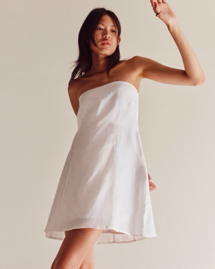 DISSH DAPHNE WHITE LINEN MINI DRESS - Image 3