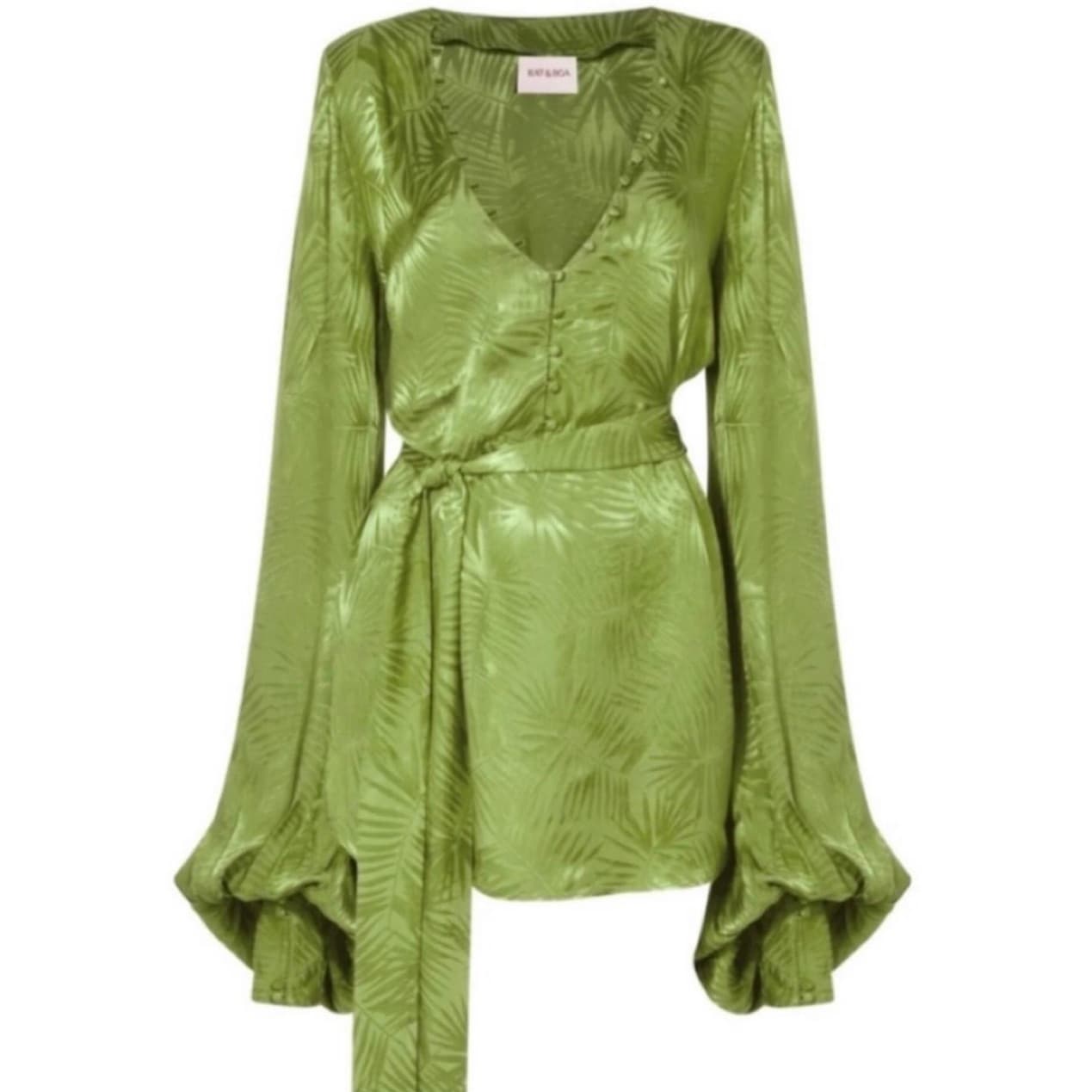 Rat & Boa Harlequin Mini Green Dress - Image 1