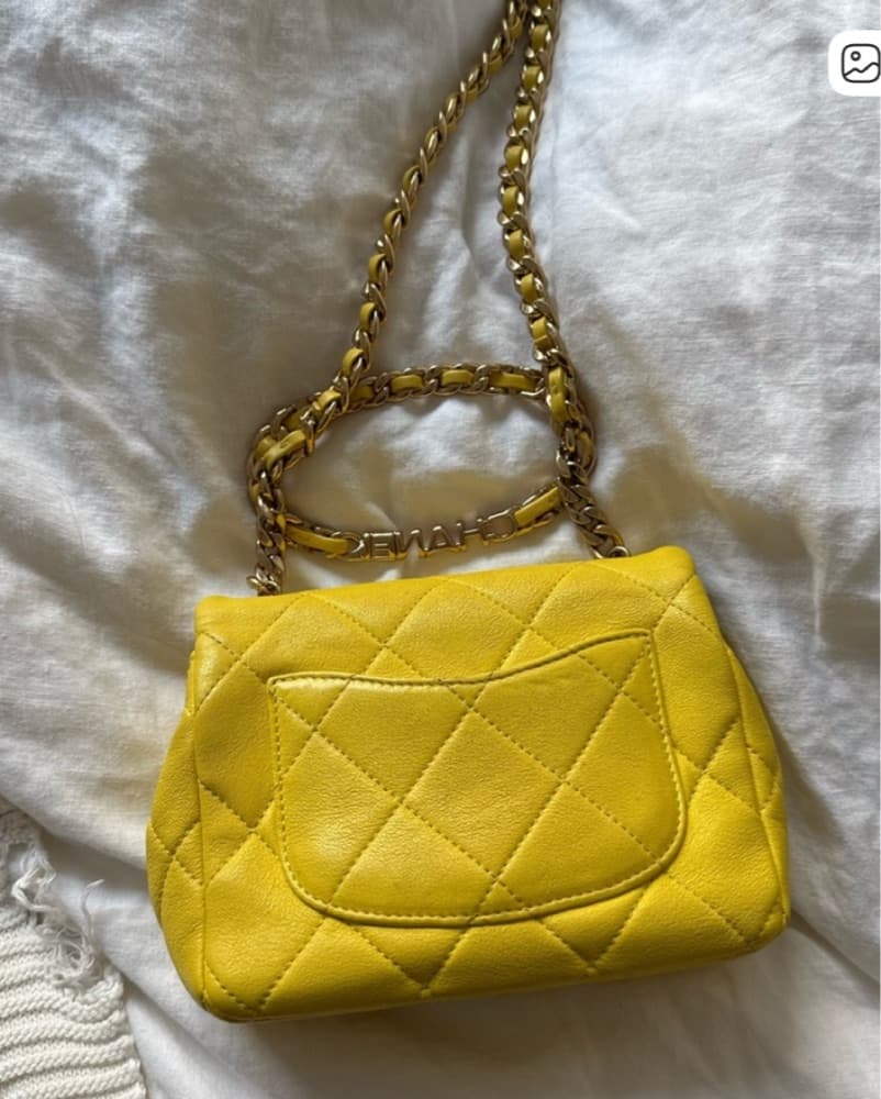 Chanel Quilted Yellow Leather Bag - Image 3