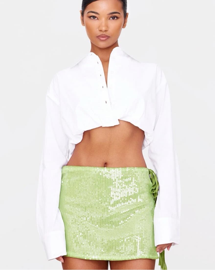 Green Sequin Mini Skirt - Image 2