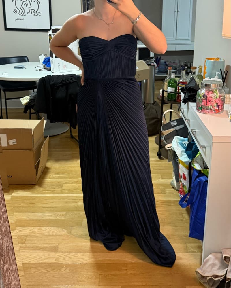 AMUR Joyceann Plisse Gown - Navy - Image 2