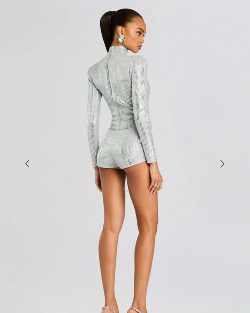 Silver Sparkly Sequin Retrofete Romper - Image 3