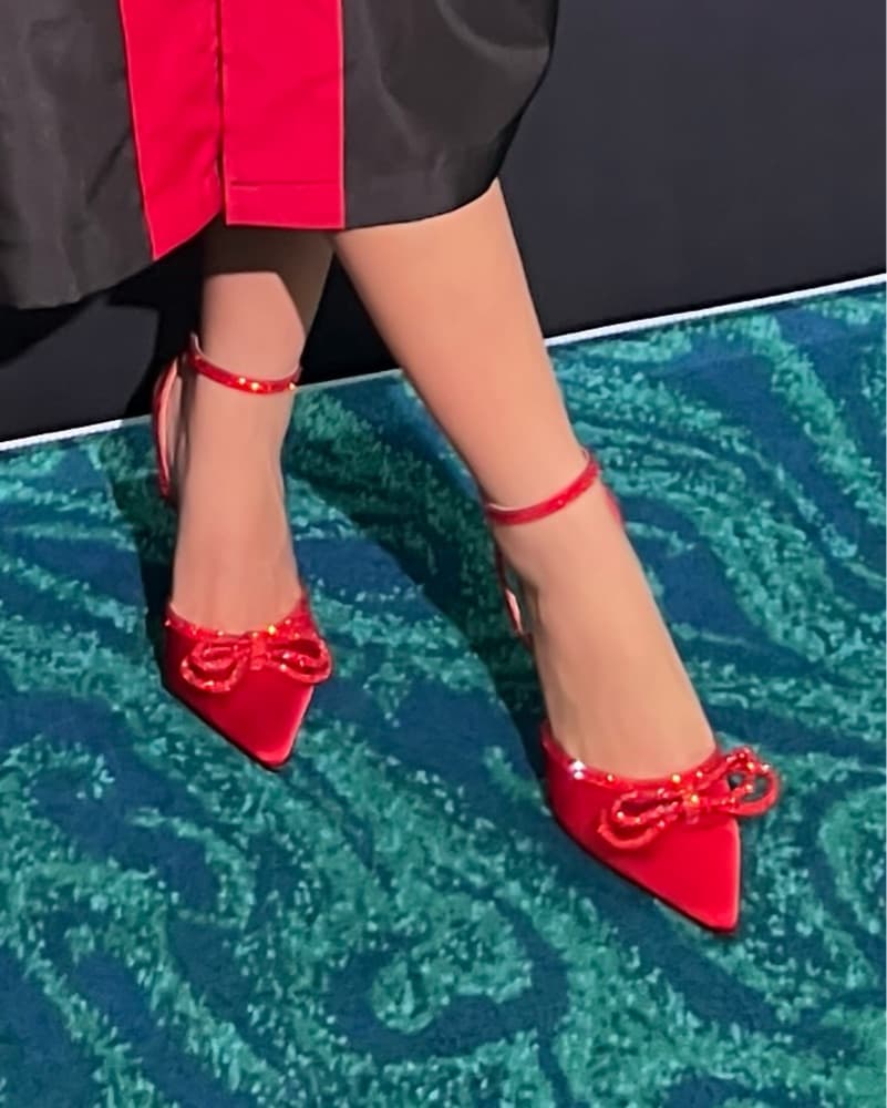 Red Satin Bow Heels - Image 3