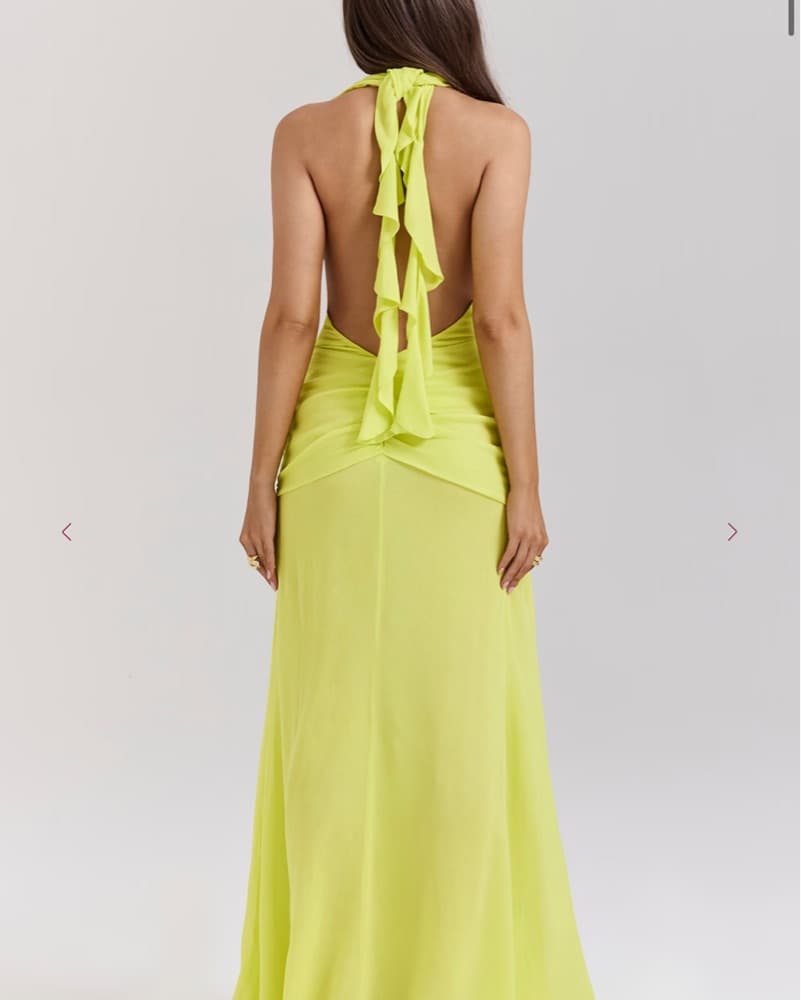 House of CB Neon Yellow Halter Gown - Image 3