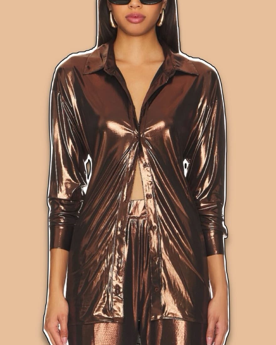 Metallic Button Down Shirt - Image 1