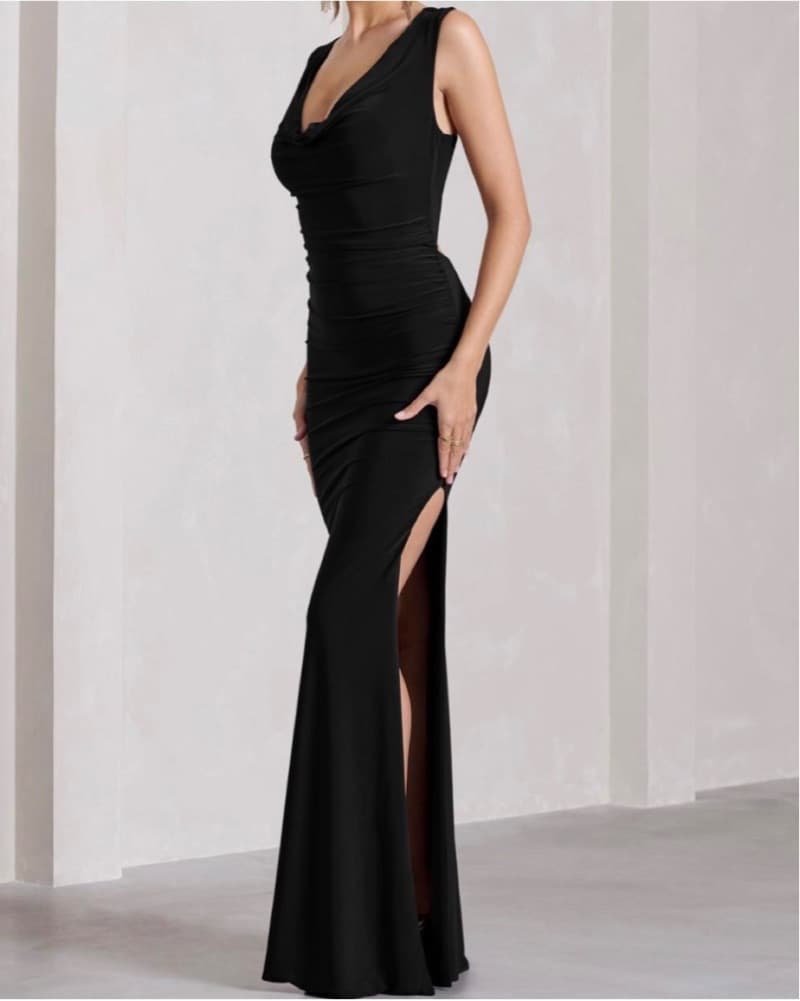 Club London Lolita Maxi Dress In Black - Image 3