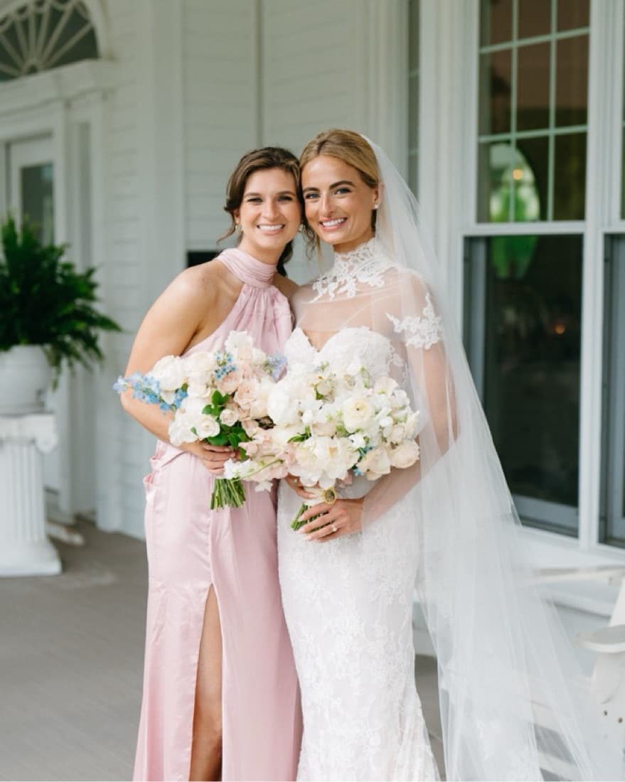 Dusty Rose Pink Halter Bridesmaid Dress  - Image 3