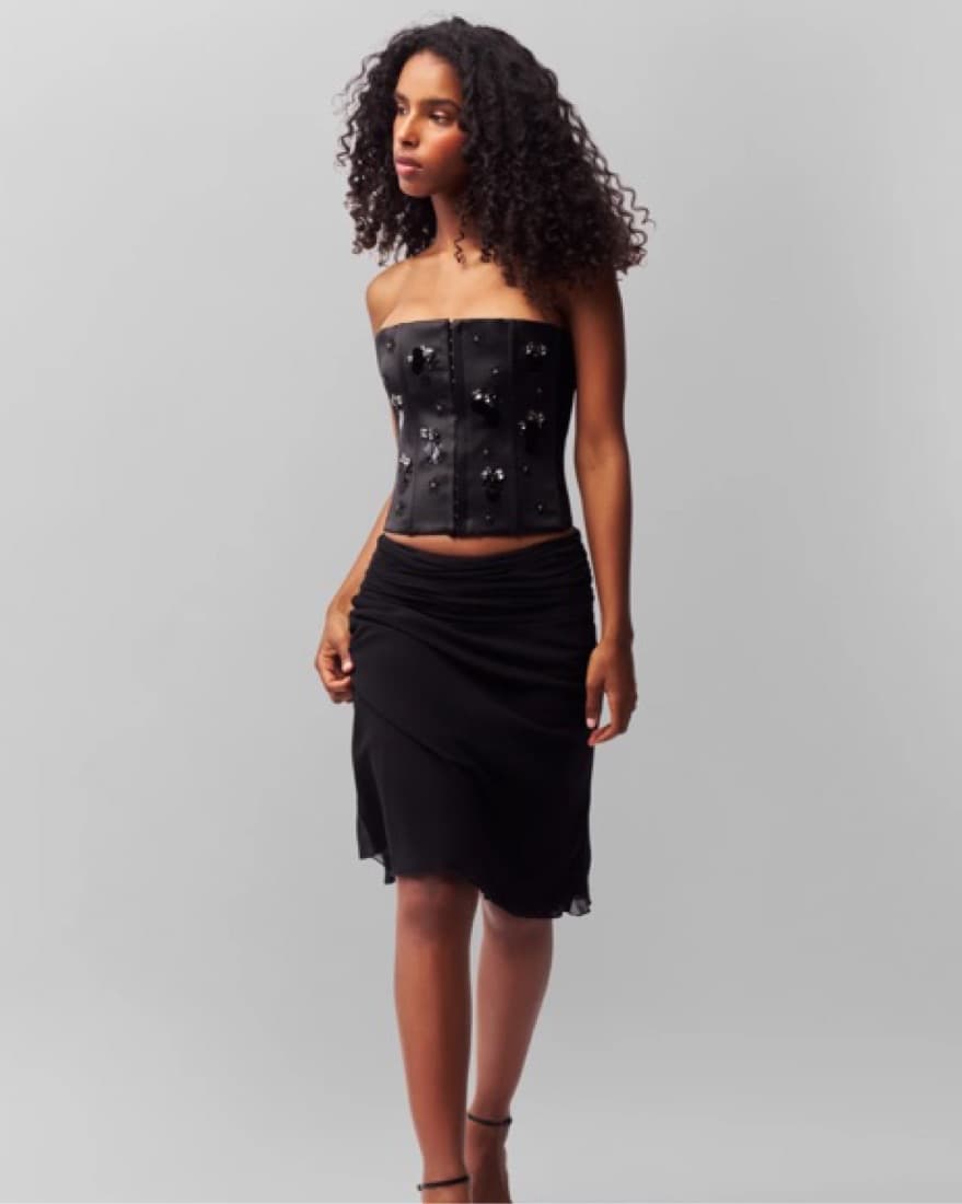 Danielle Guizio Beaded Satin Corset - Image 4
