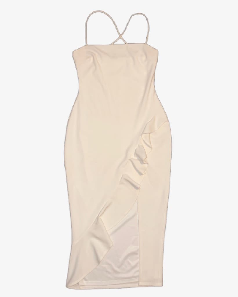 White Ruffle Midi Dress - Image 2