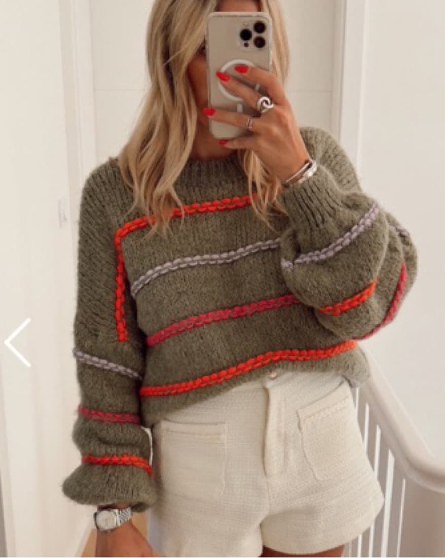 Olive Stripe Sweater - Image 2