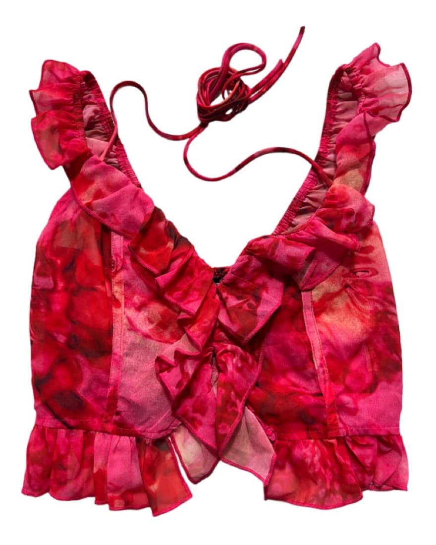 PrettyLittleThing - Red Ruffle Crop Top - Image 2
