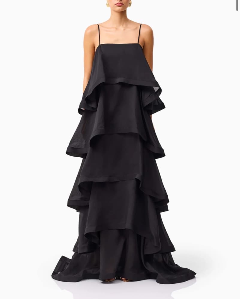 Elegant Black Tiered Gown - Image 1