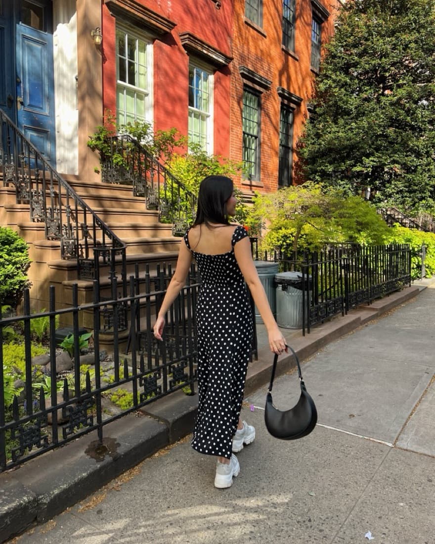 Reformation Polka Dot Bryson Midi Dress - Image 4